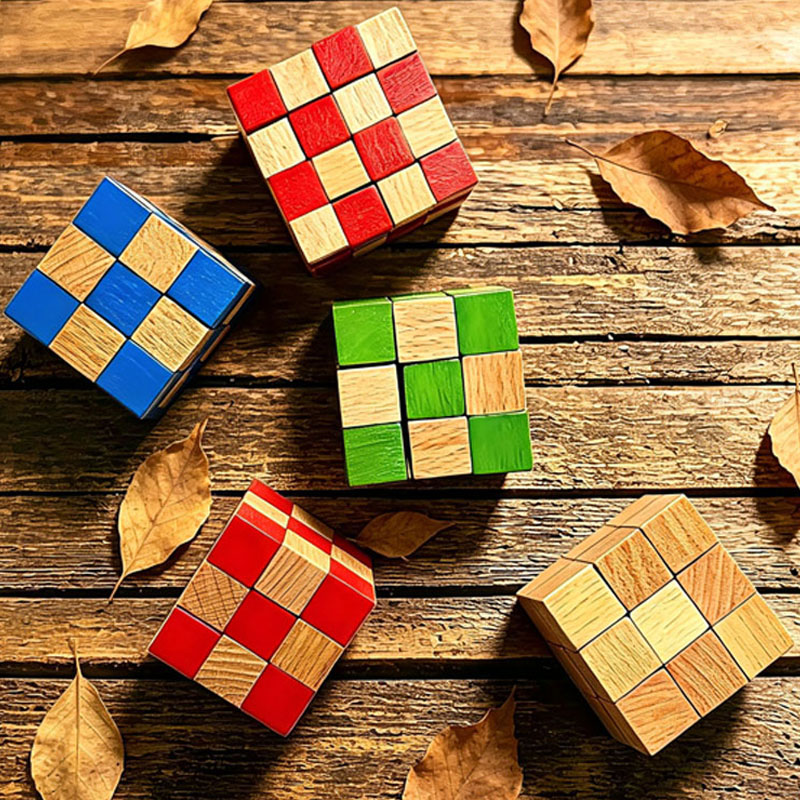 Brain Teaser Cube - Kwadratowa Kostka Węża - Drewniane Łamigłówki