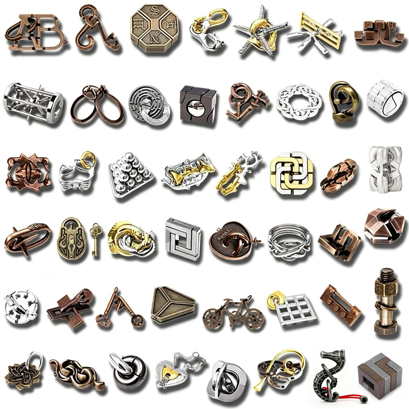 Brain Teaser Cube - Różnorodne Gry Logiczne i Łamigłówki, Metalowe