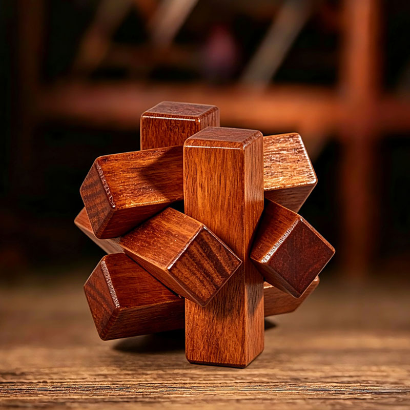 Drewniana układanka z węzłami, – Brain Teaser Cube recenzja i cena
