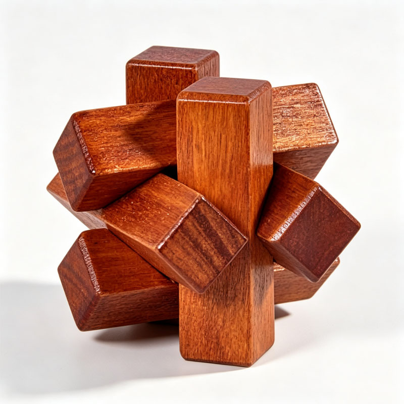 Drewniana układanka z węzłami, – Brain Teaser Cube recenzja i cena