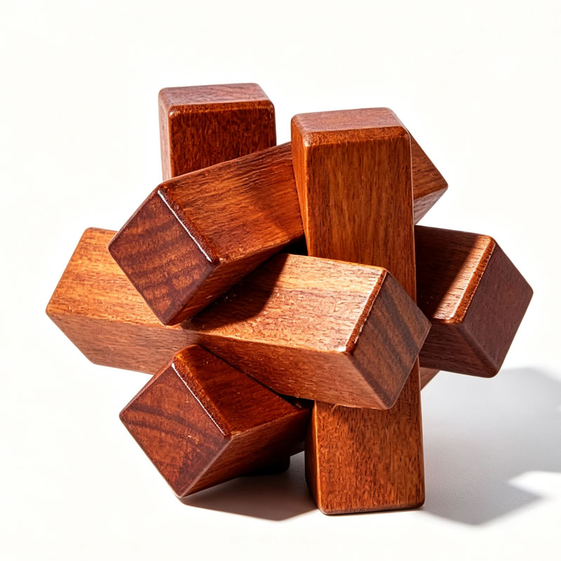Drewniana układanka z węzłami, – Brain Teaser Cube recenzja i cena